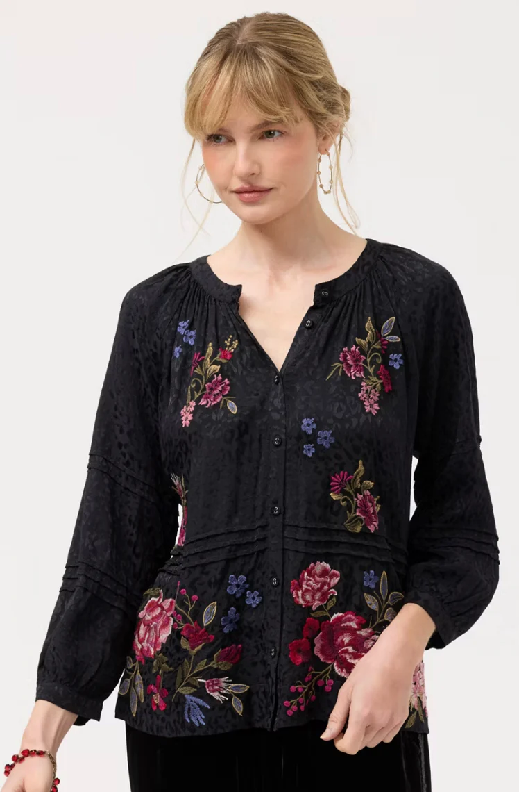Pintuck Raglan Button Up - Sunnie - Women's